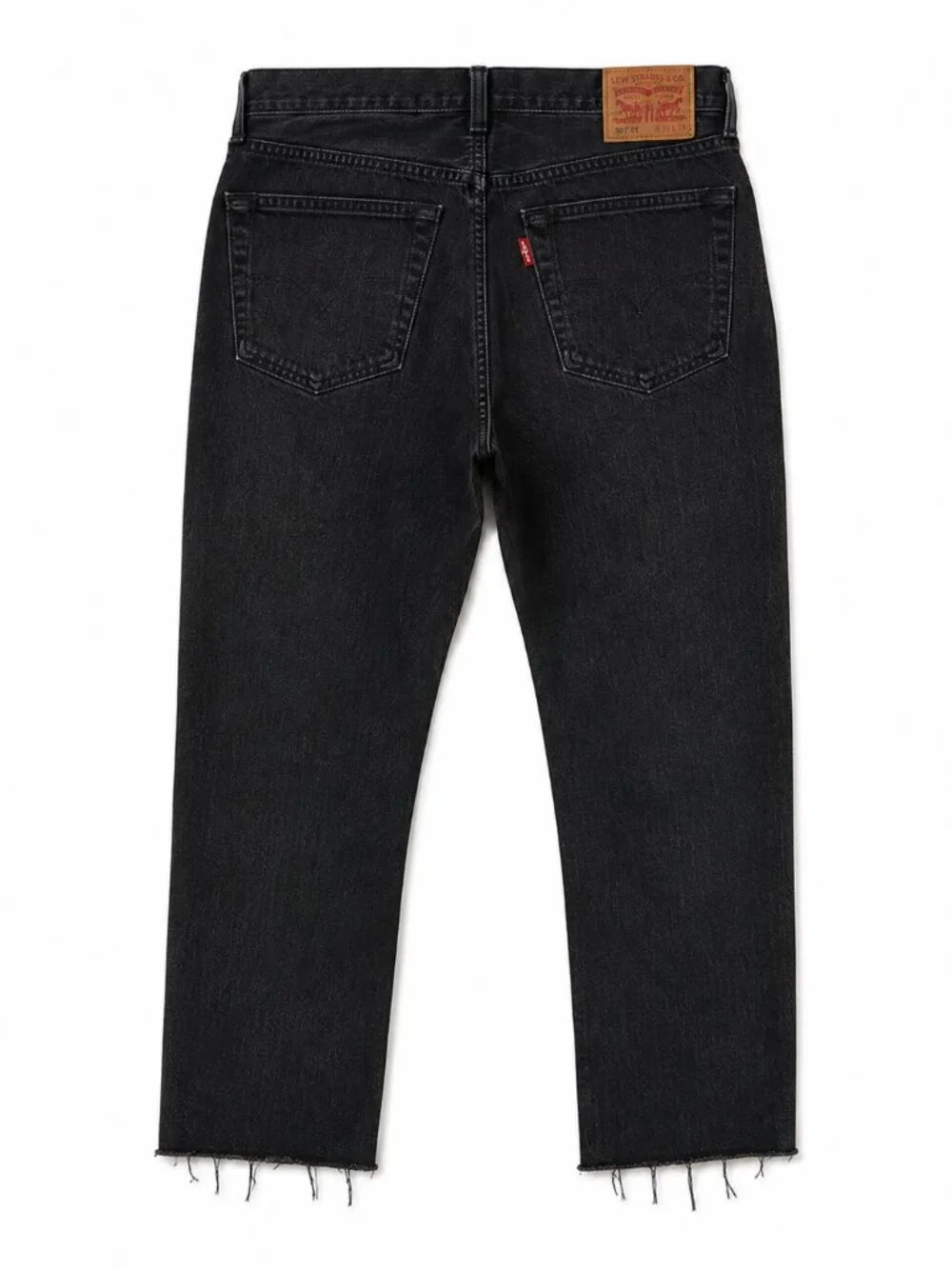 Levi’s 501 CT Black Cropped Jeans W38 L30 Raw Hem Button Fly